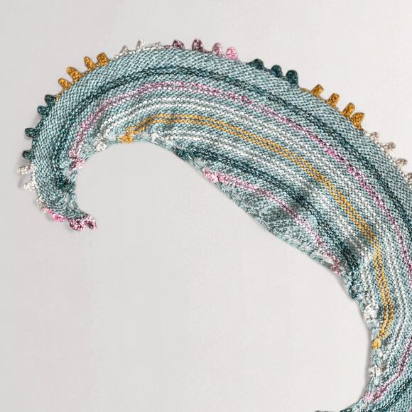 Vintage Wrap Shawl Scarf Mint Green Crescent Chunky Knit Boho Cottage Indie - Picture 5 of 5